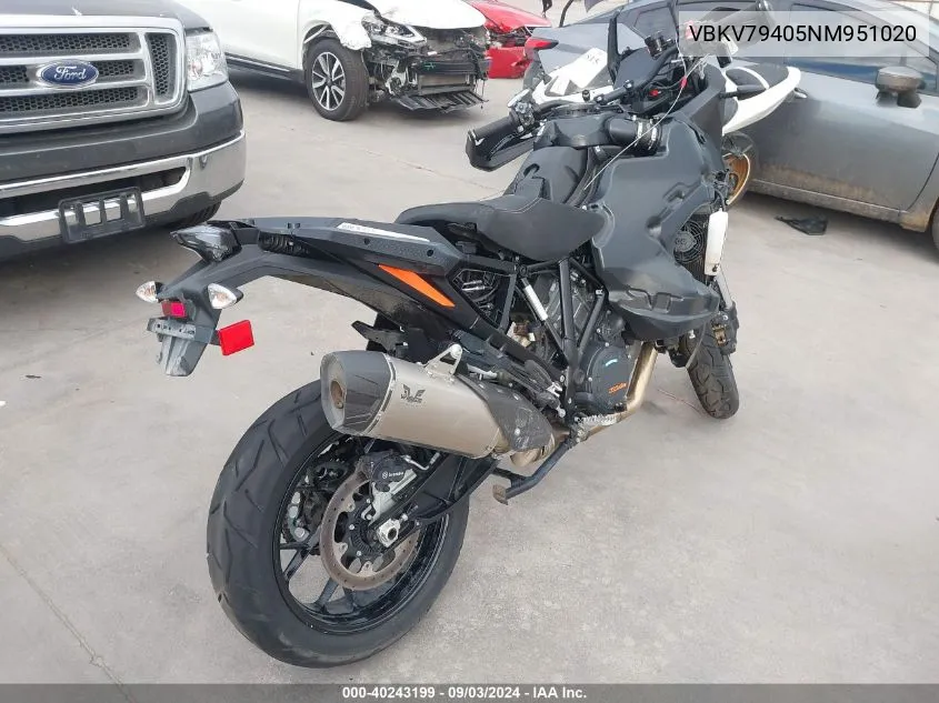 2022 Ktm 1290 Super Adventure S VIN: VBKV79405NM951020 Lot: 40243199