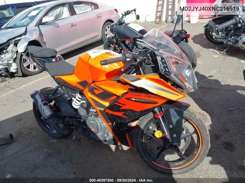 MD2JYJ40XNC216919 2022 Ktm 390 Rc