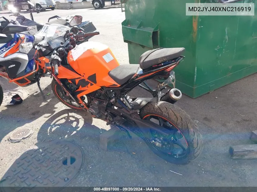 MD2JYJ40XNC216919 2022 Ktm 390 Rc