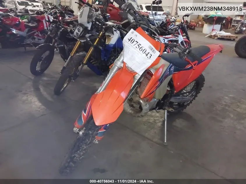 2022 Ktm 300 Xc-W Tpi VIN: VBKXWM238NM348915 Lot: 40756043