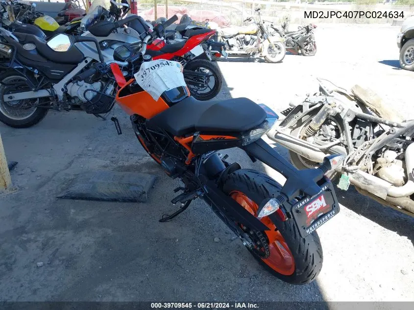 2023 Ktm 200 Duke VIN: MD2JPC407PC024634 Lot: 39709545