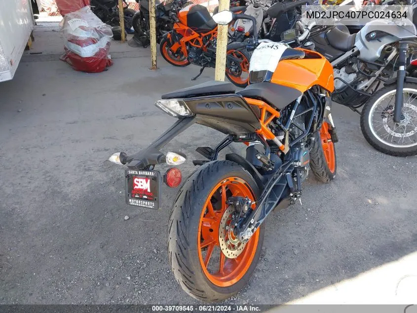 2023 Ktm 200 Duke VIN: MD2JPC407PC024634 Lot: 39709545