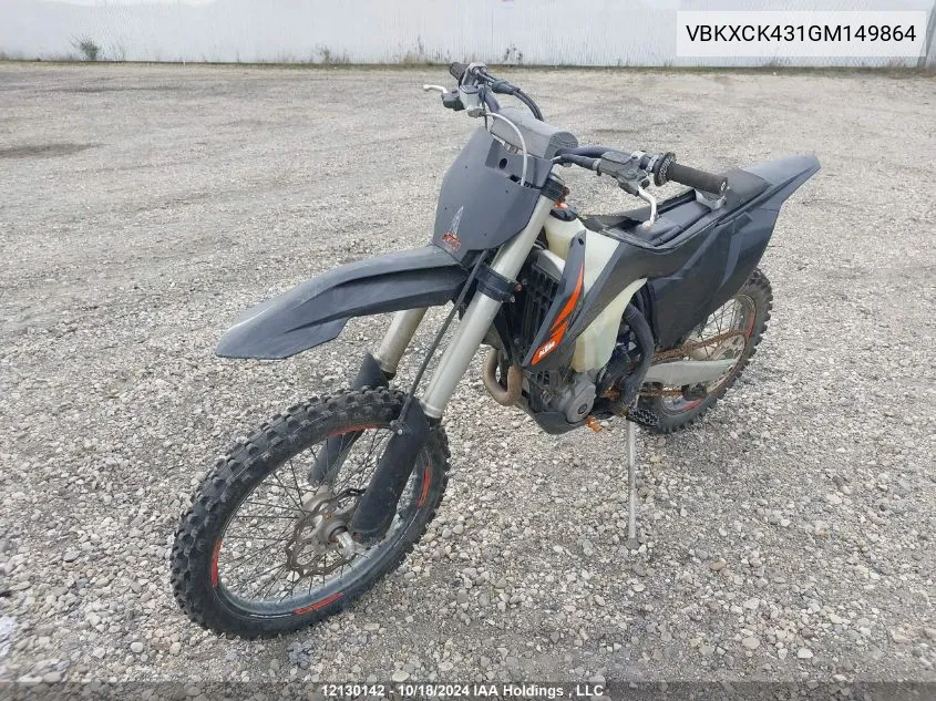 2016 Ktm 250 Xc-F VIN: VBKXCK431GM149864 Lot: 12130142