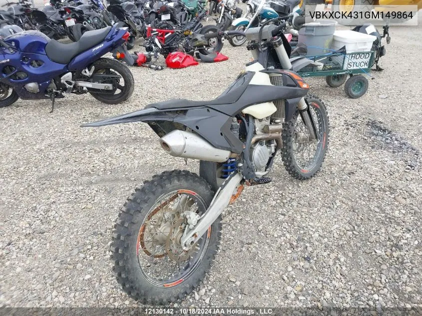 2016 Ktm 250 Xc-F VIN: VBKXCK431GM149864 Lot: 12130142