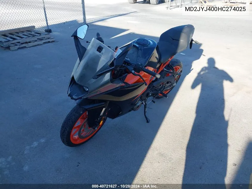 2017 Ktm 390 Duke VIN: MD2JYJ400HC274025 Lot: 40721627