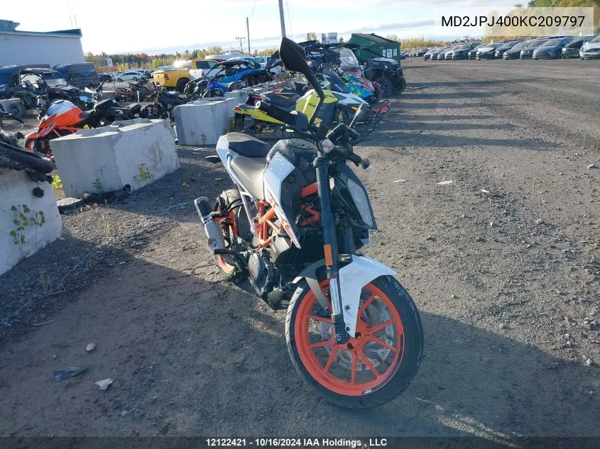 2019 Ktm 390 Duke VIN: MD2JPJ400KC209797 Lot: 12122421