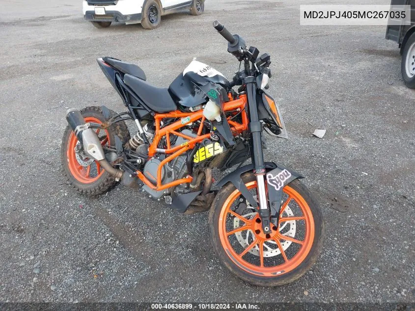 2021 Ktm 390 Duke VIN: MD2JPJ405MC267035 Lot: 40636899