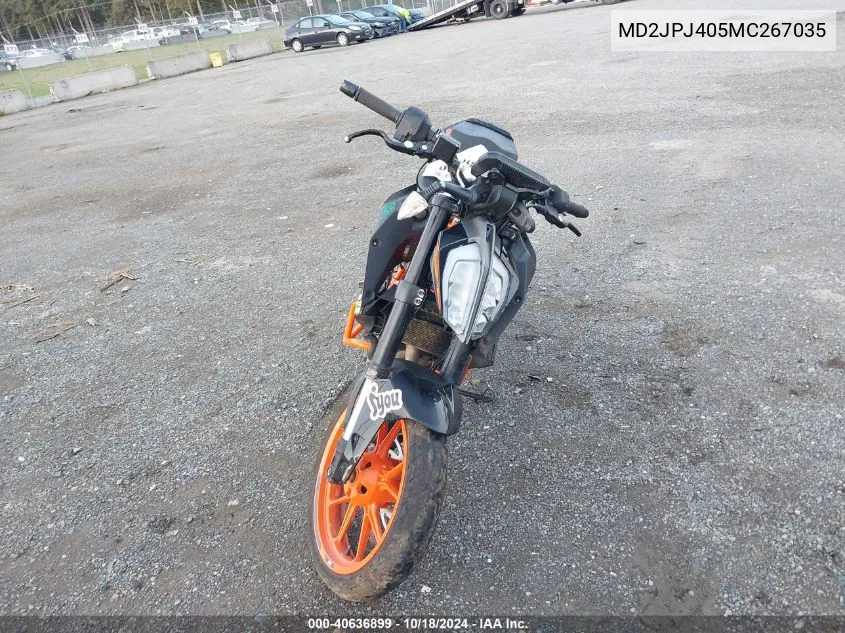 2021 Ktm 390 Duke VIN: MD2JPJ405MC267035 Lot: 40636899