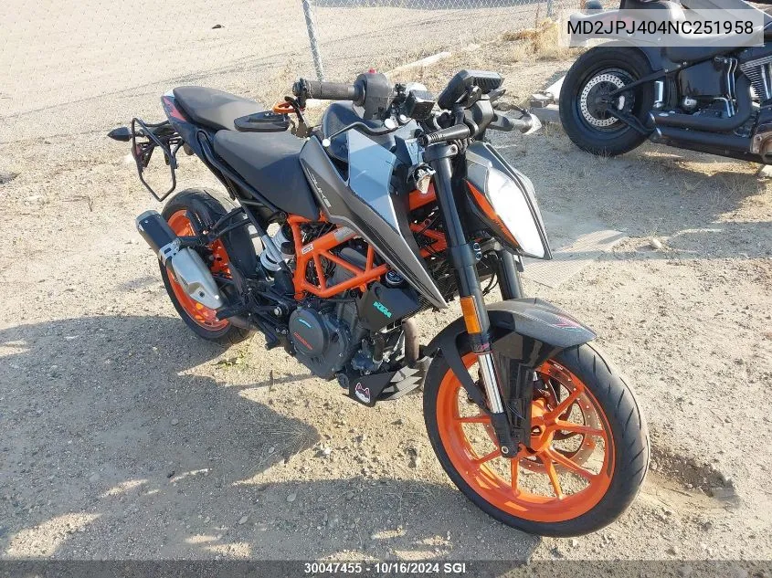 2022 Ktm 390 Duke VIN: MD2JPJ404NC251958 Lot: 30047455