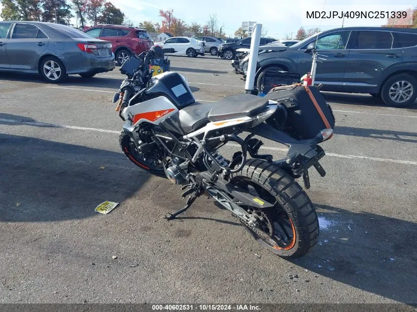 2022 Ktm 390 Duke VIN: MD2JPJ409NC251339 Lot: 40602531