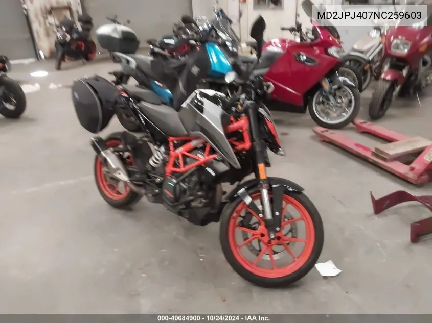 2022 Ktm 390 Duke VIN: MD2JPJ407NC259603 Lot: 40684900