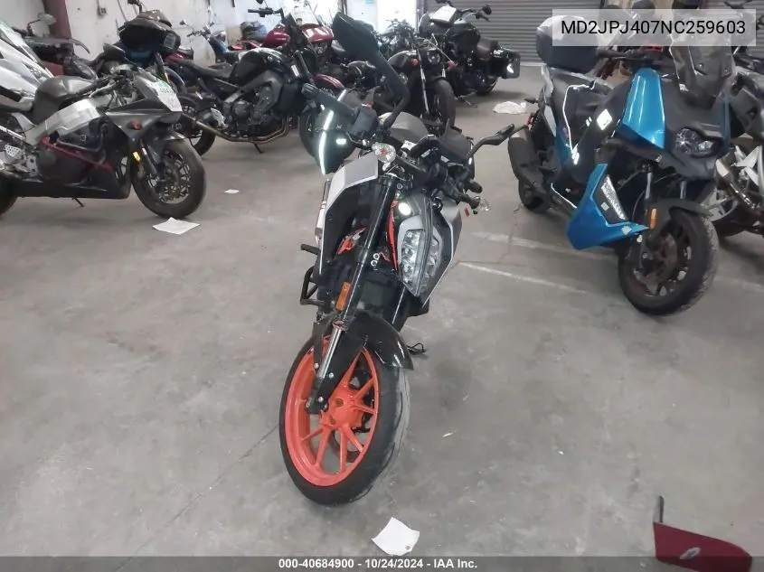 2022 Ktm 390 Duke VIN: MD2JPJ407NC259603 Lot: 40684900