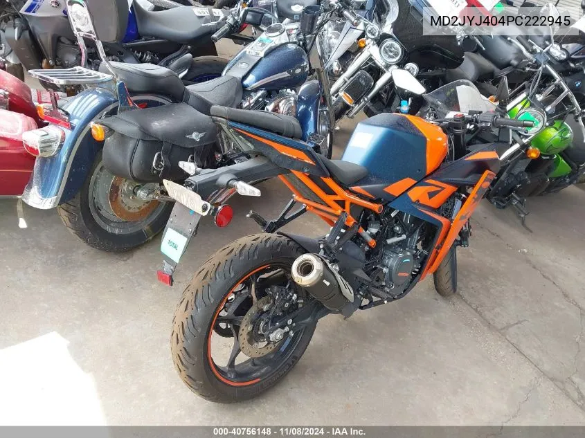 2023 Ktm 390 Rc VIN: MD2JYJ404PC222945 Lot: 40756148