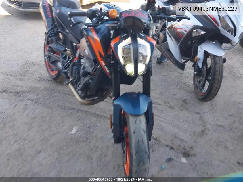 2022 Ktm 890 Duke R VIN: VBKTU9403NM830227 Lot: 40645760