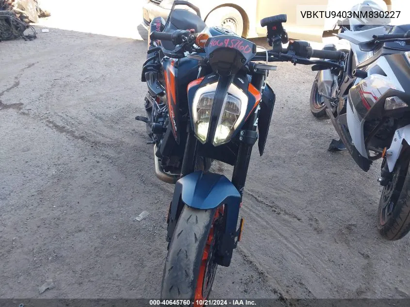 2022 Ktm 890 Duke R VIN: VBKTU9403NM830227 Lot: 40645760