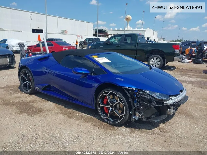 2022 Lamborghini Huracan Evo Spyder Rwd VIN: ZHWUT5ZF3NLA18991 Lot: 40322778