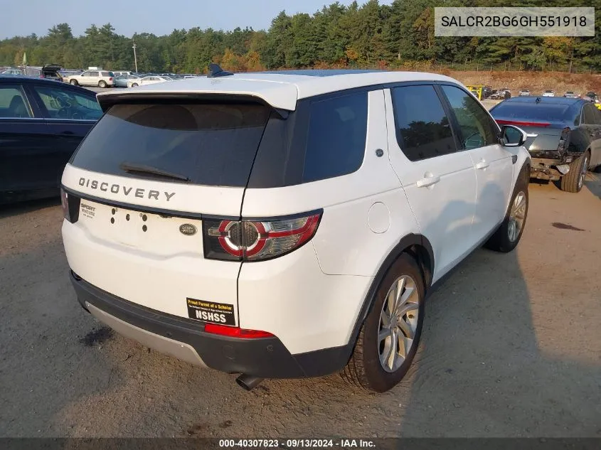 2016 Land Rover Discovery Sport Hse VIN: SALCR2BG6GH551918 Lot: 40307823