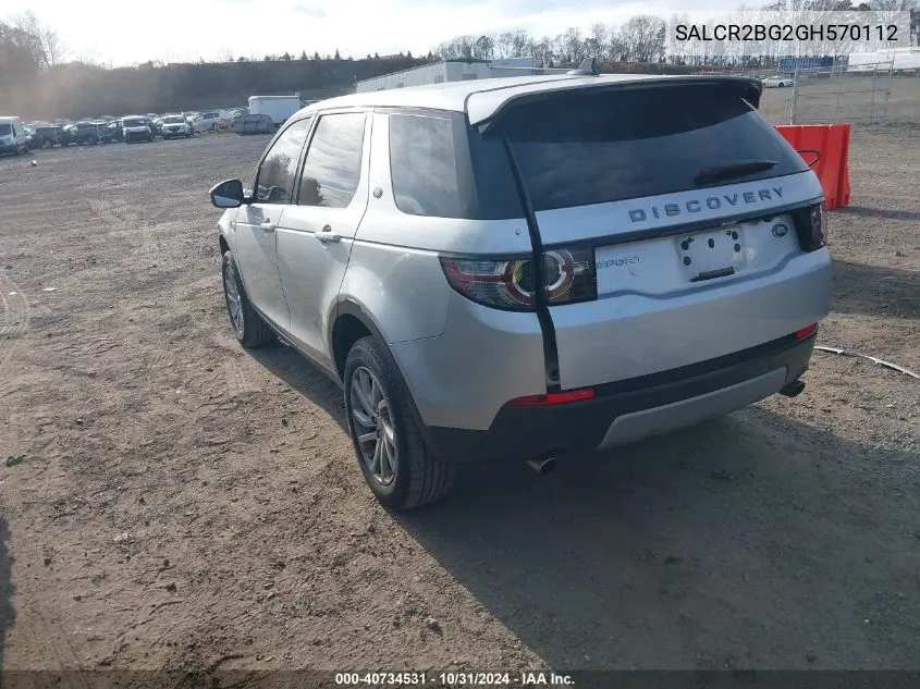 2016 Land Rover Discovery Sport Hse VIN: SALCR2BG2GH570112 Lot: 40734531