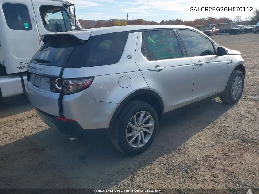 2016 Land Rover Discovery Sport Hse VIN: SALCR2BG2GH570112 Lot: 40734531