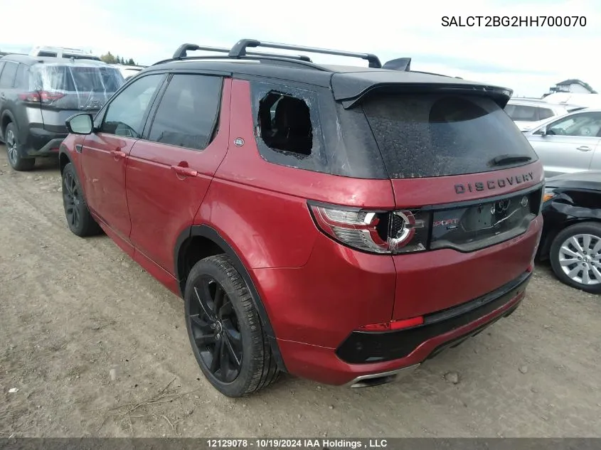 2017 Land Rover Discovery Sport VIN: SALCT2BG2HH700070 Lot: 12129078