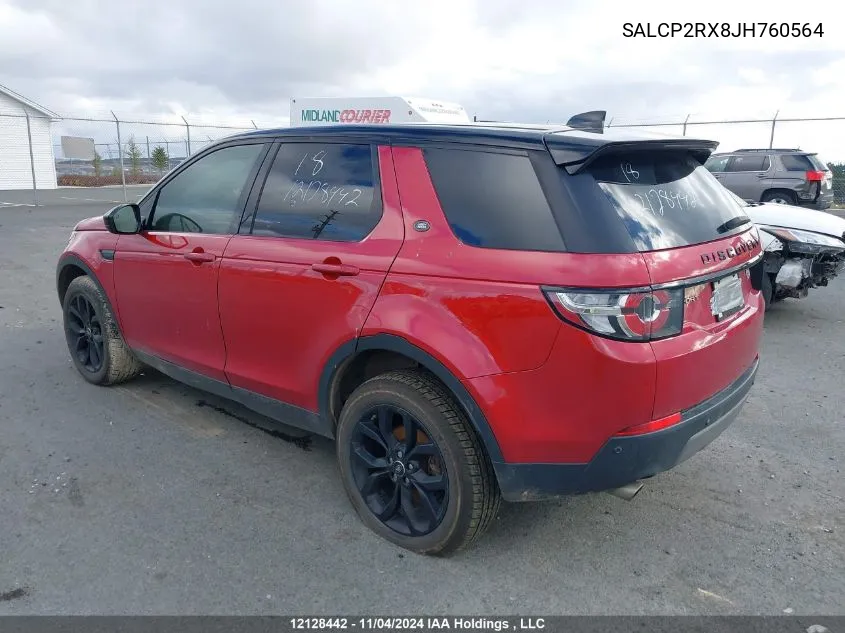 2018 Land Rover Discovery Sport VIN: SALCP2RX8JH760564 Lot: 12128442