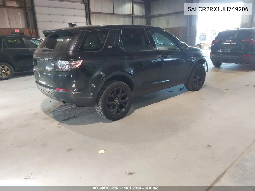 2018 Land Rover Discovery Sport Hse VIN: SALCR2RX1JH749206 Lot: 40760226