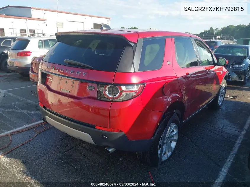 2019 Land Rover Discovery Sport Hse/Landmark Edition VIN: SALCR2FX7KH793815 Lot: 40248574