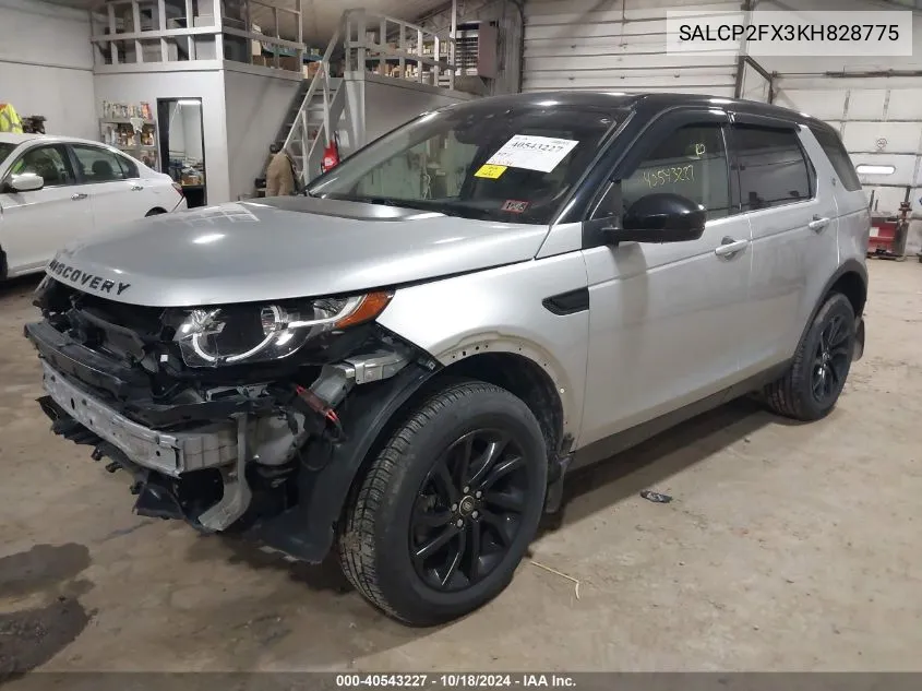 2019 Land Rover Discovery Sport Se VIN: SALCP2FX3KH828775 Lot: 40543227