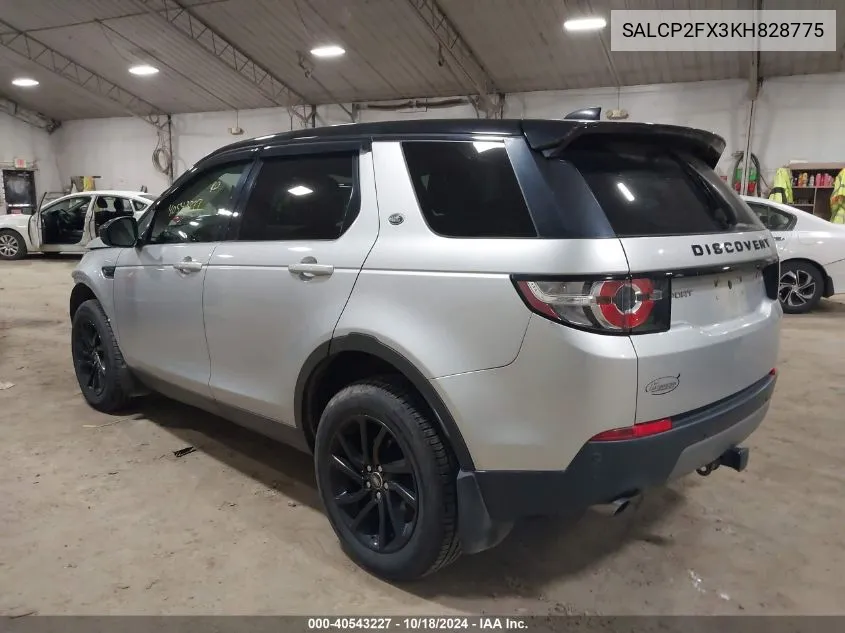 2019 Land Rover Discovery Sport Se VIN: SALCP2FX3KH828775 Lot: 40543227