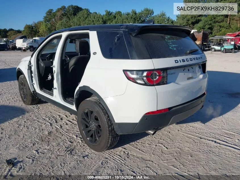 2019 Land Rover Discovery Sport Se VIN: SALCP2FX9KH829736 Lot: 40605251