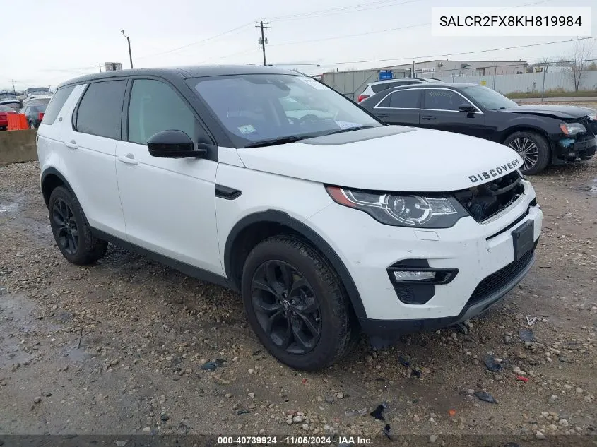 2019 Land Rover Discovery Sport Hse/Landmark Edition VIN: SALCR2FX8KH819984 Lot: 40739924