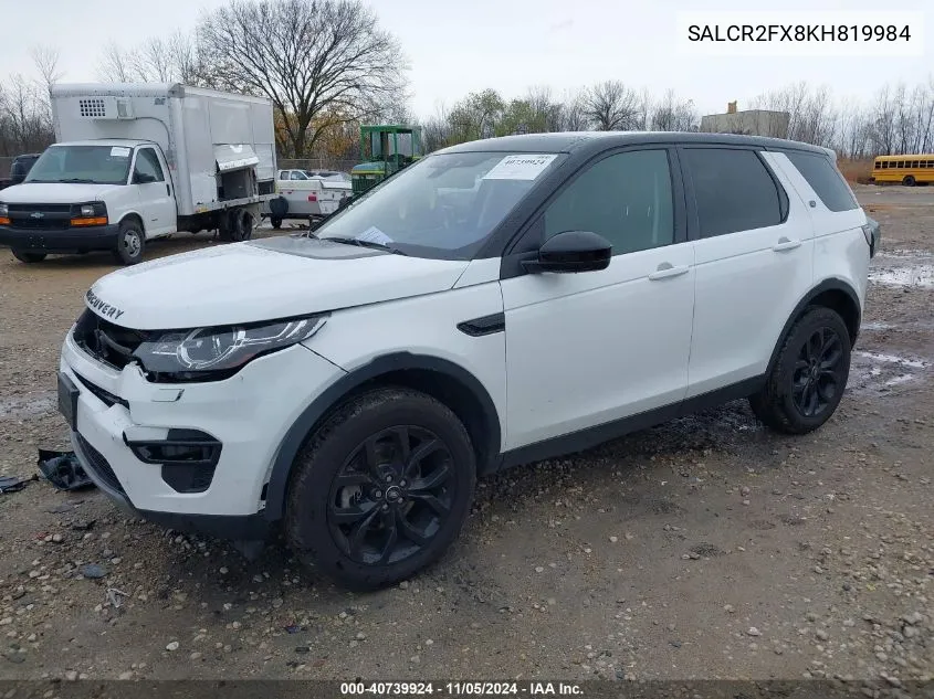 2019 Land Rover Discovery Sport Hse/Landmark Edition VIN: SALCR2FX8KH819984 Lot: 40739924