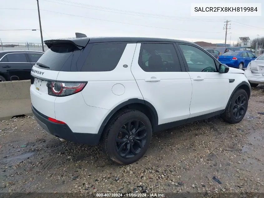 2019 Land Rover Discovery Sport Hse/Landmark Edition VIN: SALCR2FX8KH819984 Lot: 40739924