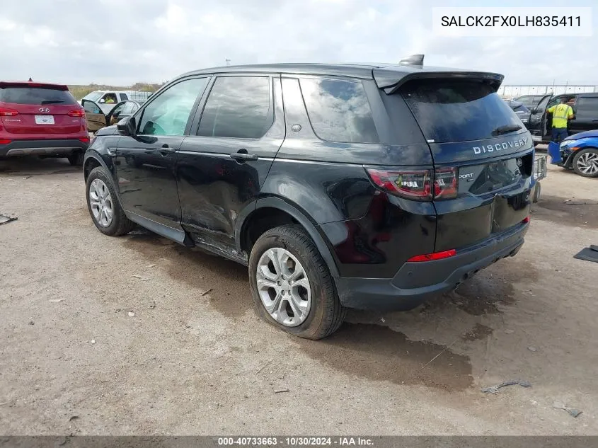 2020 Land Rover Discovery Sport Standard VIN: SALCK2FX0LH835411 Lot: 40733663