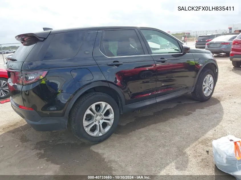 2020 Land Rover Discovery Sport Standard VIN: SALCK2FX0LH835411 Lot: 40733663