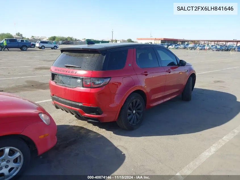 2020 Land Rover Discovery Sport R-Dynamic S/R-Dynamic Se VIN: SALCT2FX6LH841646 Lot: 40874146