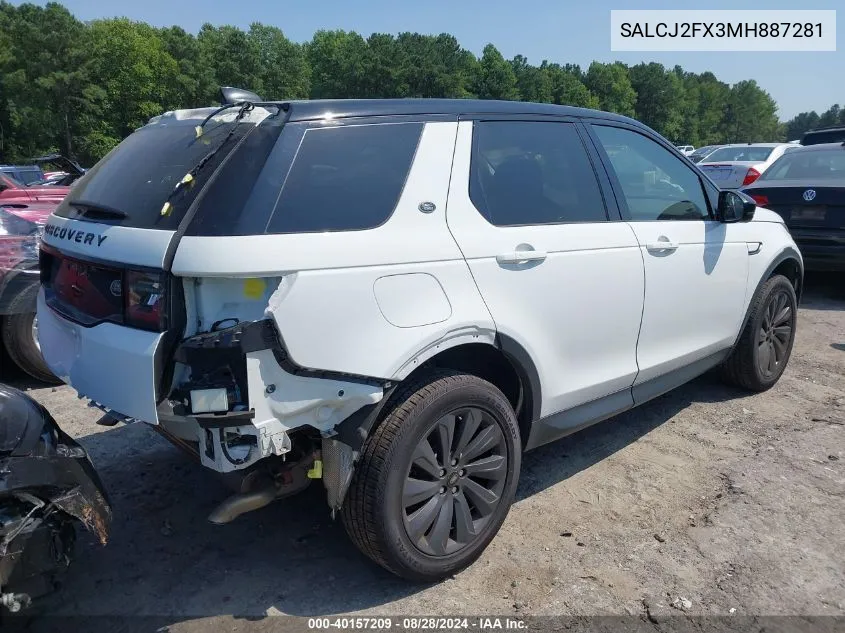 2021 Land Rover Discovery Sport S VIN: SALCJ2FX3MH887281 Lot: 40157209