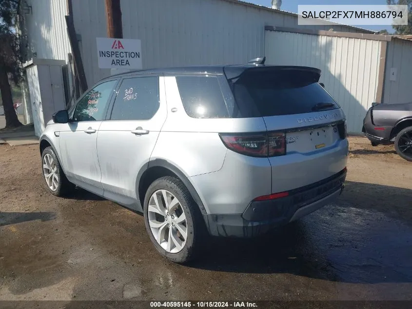 2021 Land Rover Discovery Sport Se VIN: SALCP2FX7MH886794 Lot: 40595145