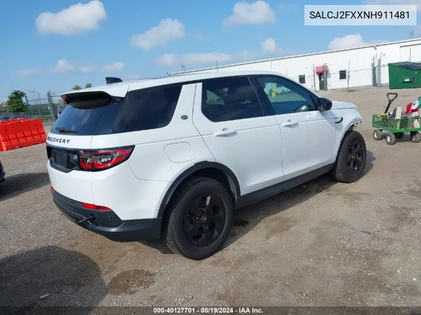 2022 Land Rover Discovery Sport S VIN: SALCJ2FXXNH911481 Lot: 40127701