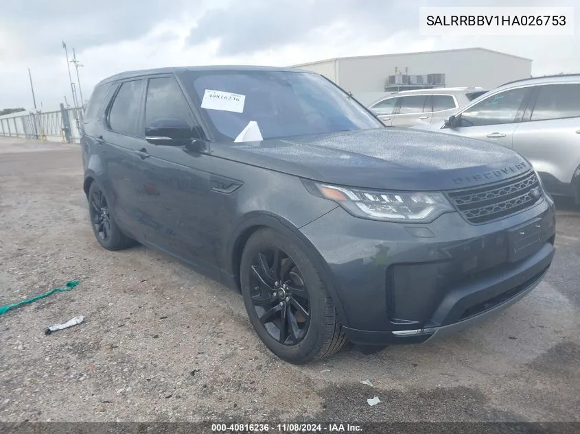 2017 Land Rover Discovery Hse VIN: SALRRBBV1HA026753 Lot: 40816236