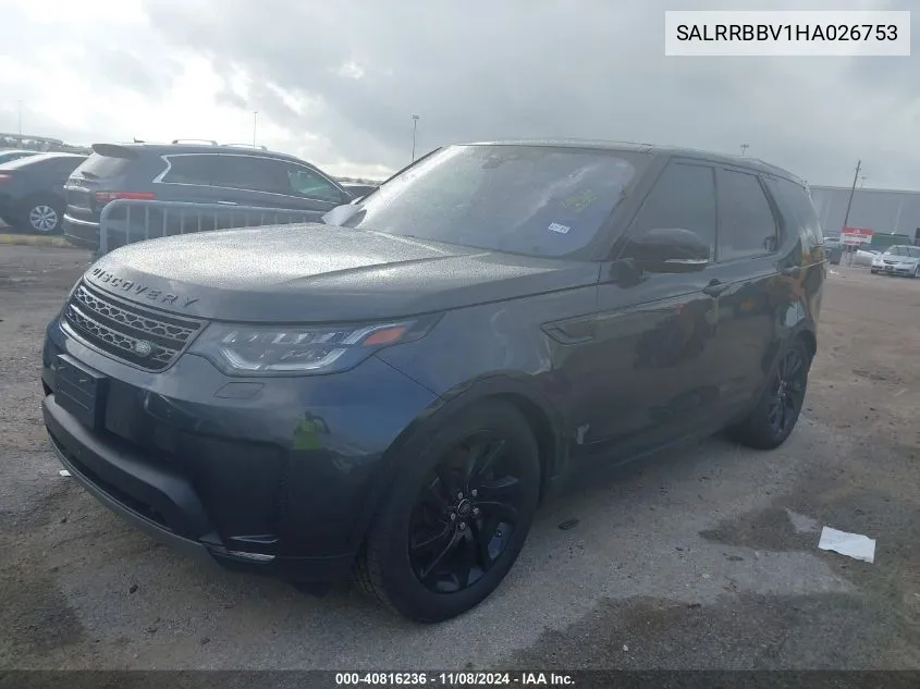 2017 Land Rover Discovery Hse VIN: SALRRBBV1HA026753 Lot: 40816236