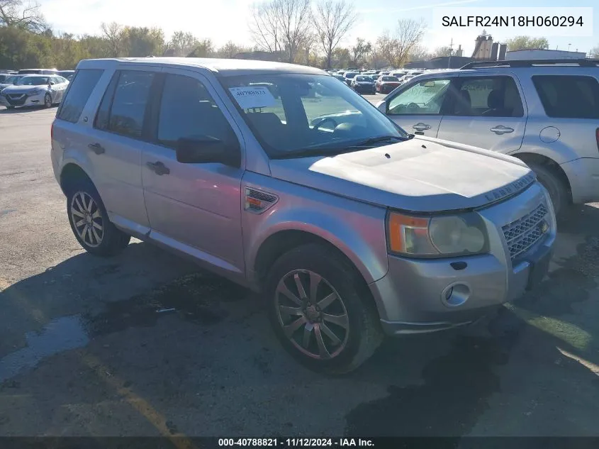 2008 Land Rover Lr2 Hse VIN: SALFR24N18H060294 Lot: 40788821