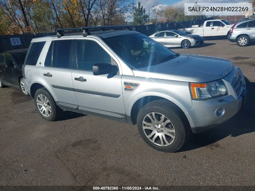 2008 Land Rover Lr2 Se VIN: SALFP24N28H022269 Lot: 40792360