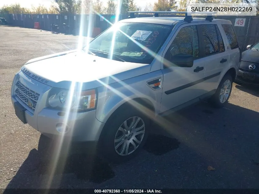 2008 Land Rover Lr2 Se VIN: SALFP24N28H022269 Lot: 40792360