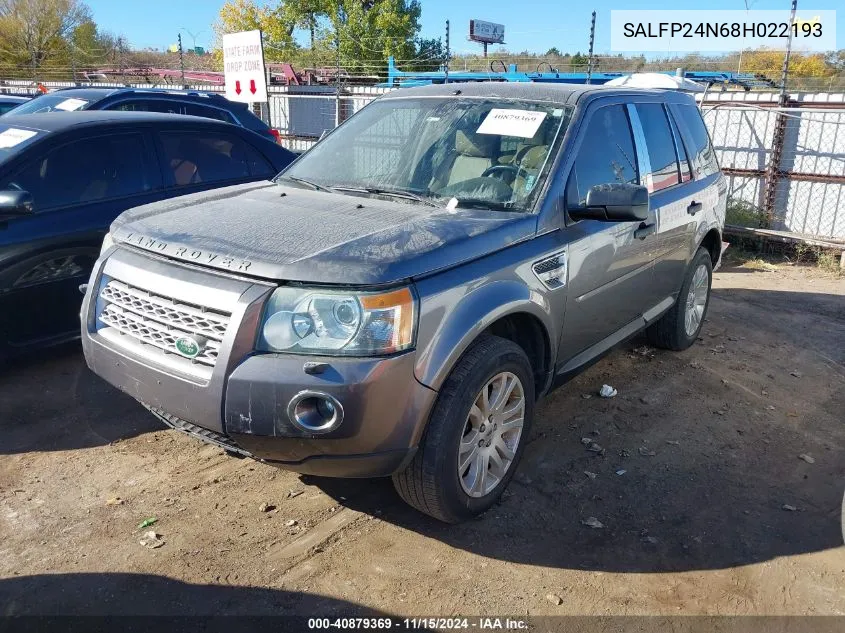 SALFP24N68H022193 2008 Land Rover Lr2 Se