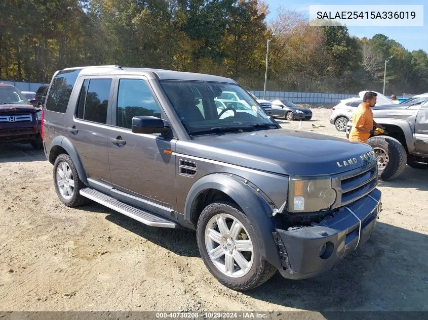 2005 Land Rover Lr3 Se VIN: SALAE25415A336019 Lot: 40730208