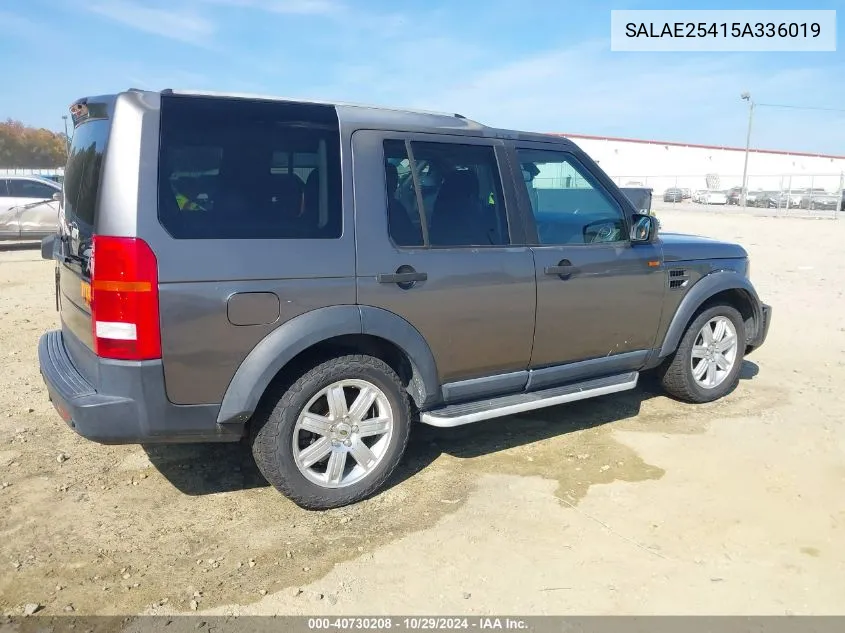 2005 Land Rover Lr3 Se VIN: SALAE25415A336019 Lot: 40730208