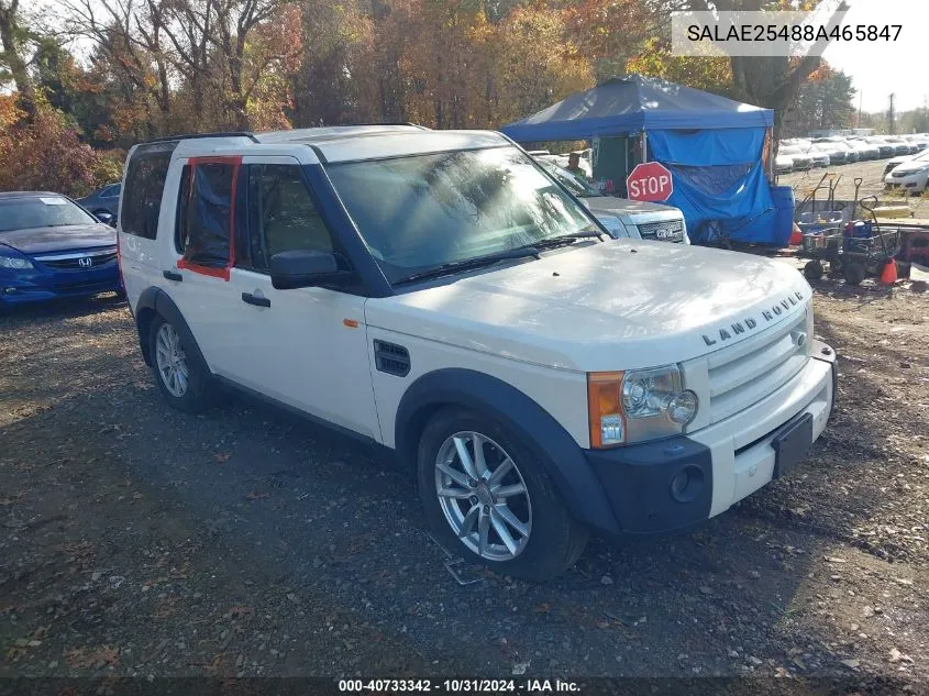 2008 Land Rover Lr3 V8 Se VIN: SALAE25488A465847 Lot: 40733342