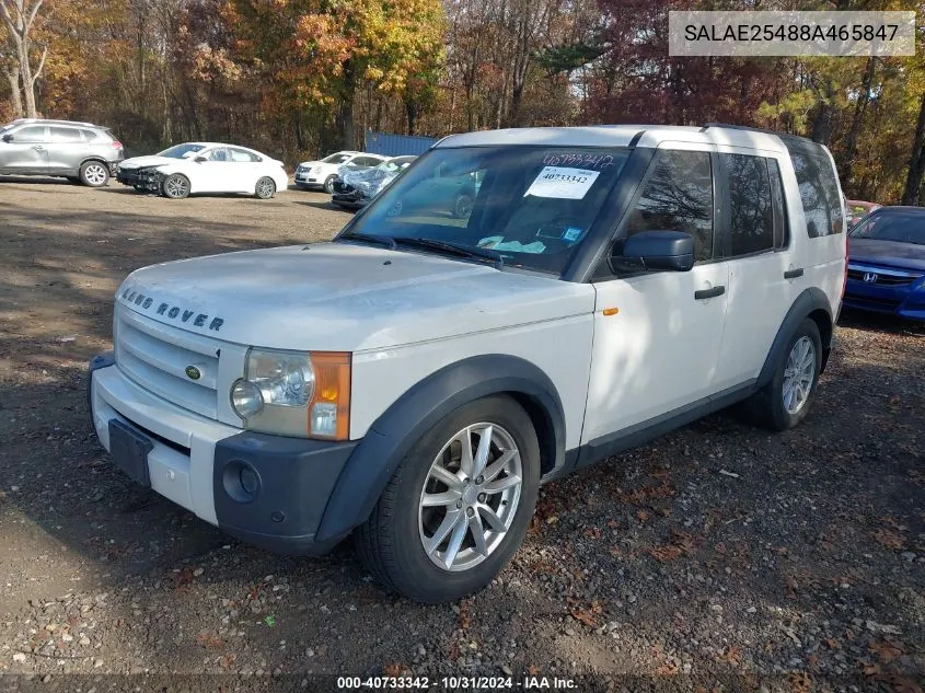 2008 Land Rover Lr3 V8 Se VIN: SALAE25488A465847 Lot: 40733342