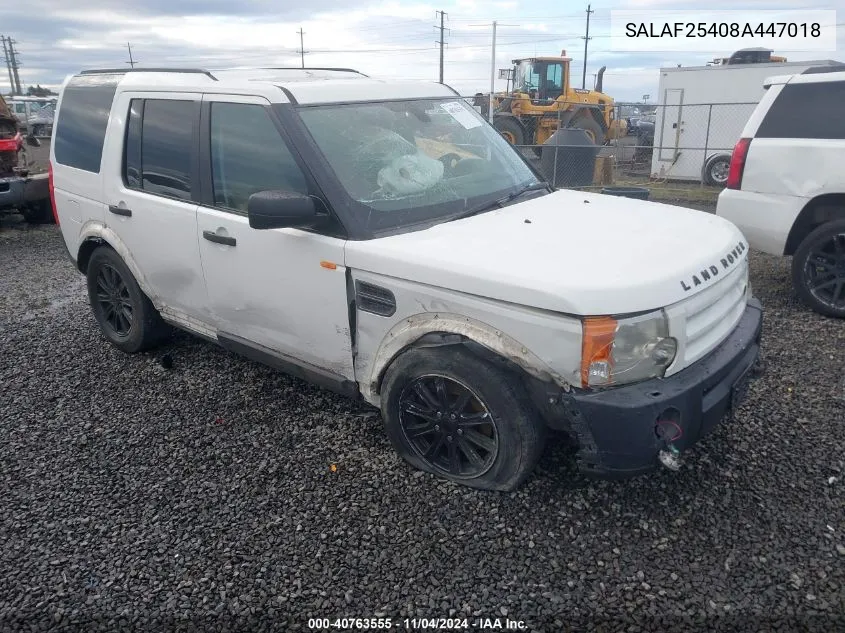 2008 Land Rover Lr3 VIN: SALAF25408A447018 Lot: 40763555